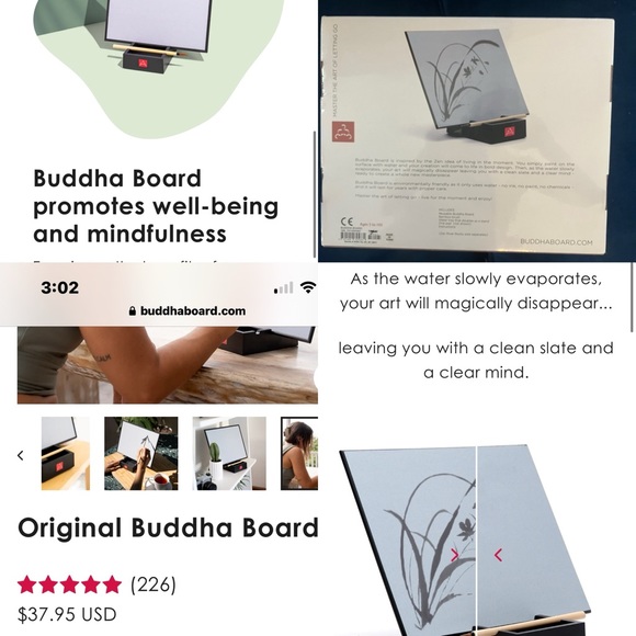 🪷NEW NWT NIB BUDDHA BOARD ZEN NO MESS PAINTING CALMING CRAFT PAINT EASEL TOY - Picture 3 of 9